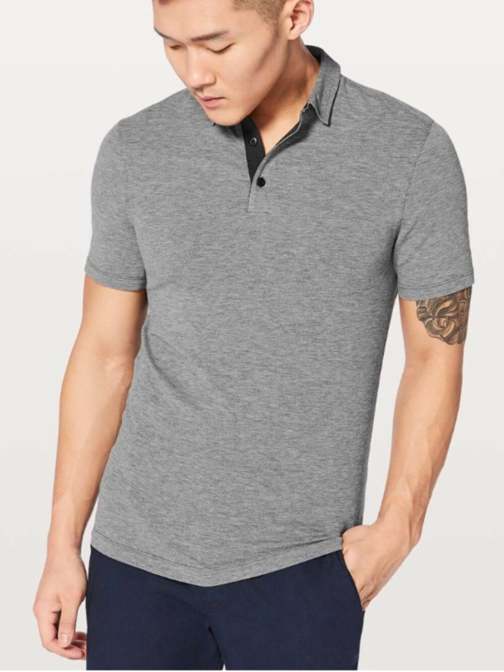Lululemon Men's Evolution Grey Polo Shirt - Sz M